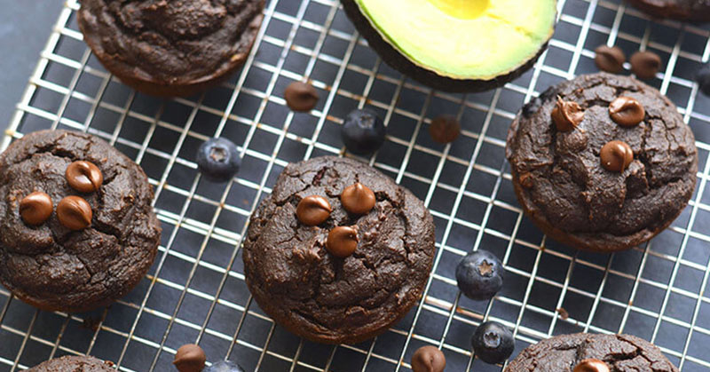 Dark Chocolate Avocado Blueberry Muffins: Boost antioxidants and satisfy sweet cravings