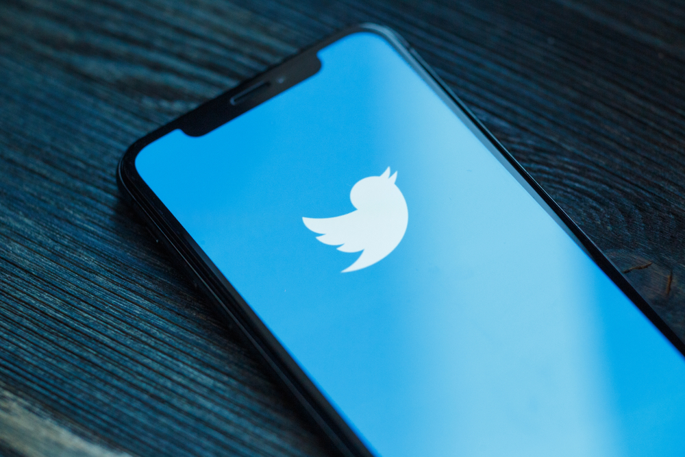 Russia, Kazan Sep 2 2019: Twitter application icon on Apple iPhone X smartphone screen close-up. Twitter app icon. Social media icon. Social network
