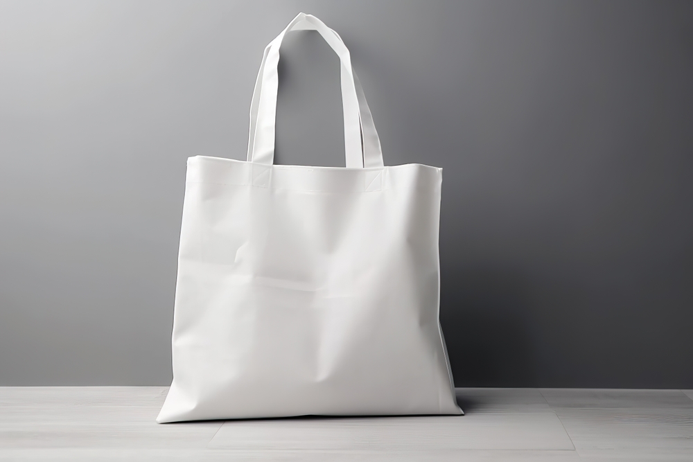 Blank canvas tote bag mockup in white eco friendly design with copy space. Concepts for zero waste movement of shopping bags.