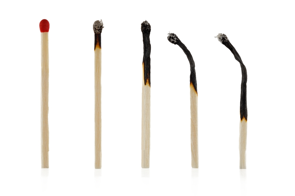 Burnt matches isolated on white. Box of matches. Different stages of match burning Burnt matches . Full depth of field.