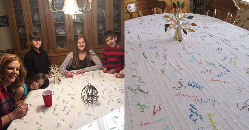 Family Has a Thanksgiving Tablecloth Filled With 16 Years of Signatures