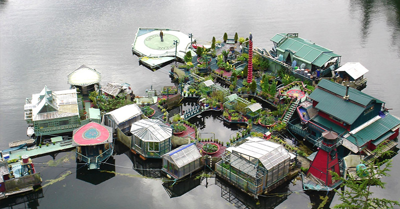 Couple Lives Off The Grid After Spending 20-Years Building Self-Sustaining Floating Island