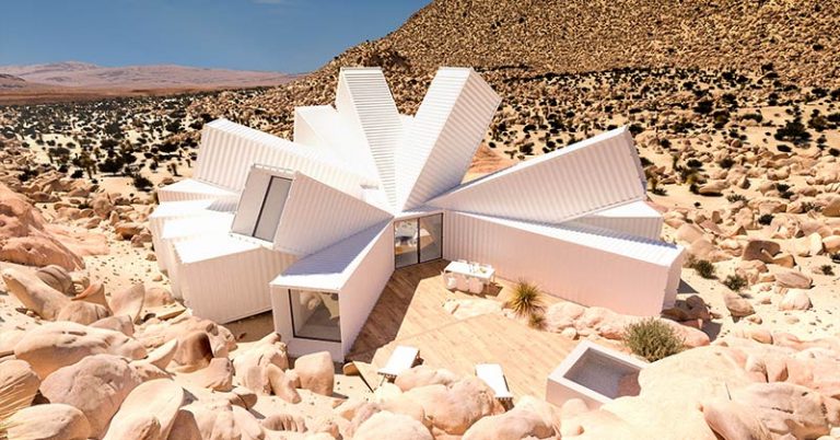 This shipping container design is now being built as a home in the California desert. - Featured image