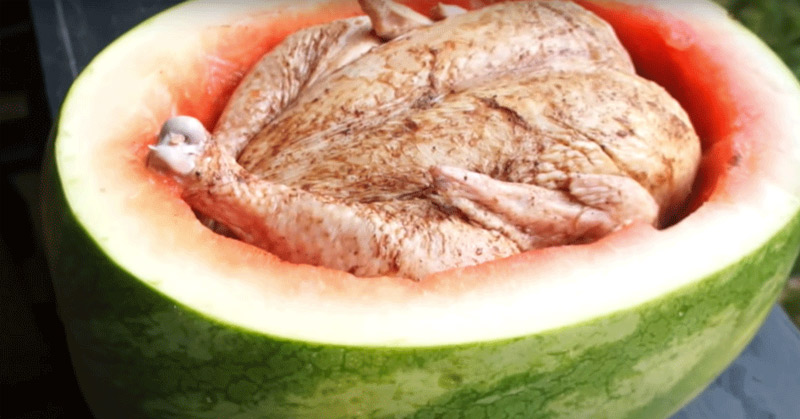 Did You Know You Could Cook A Whole Chicken In Watermelon And It Would Turn Out Tastefully Awesome? - Featured image