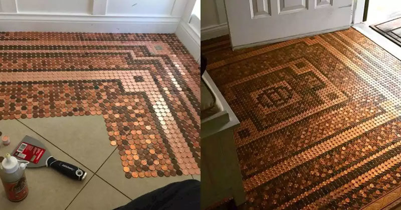 This Woman DIY’ed a Floor Out of 7,500 Pennies and It’s Stunning