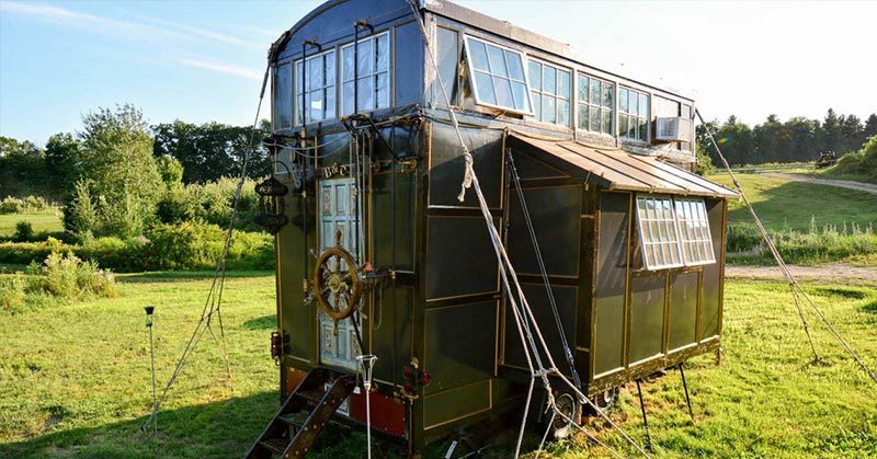 How one couple built a 300-square-foot expandable tiny house on just $25,000 using scraps from a film set and the town dump