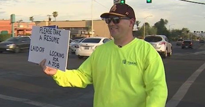 Laid-Off Dad Hands Out Resume on Street Corner and Gets Hundreds of Job Offers
