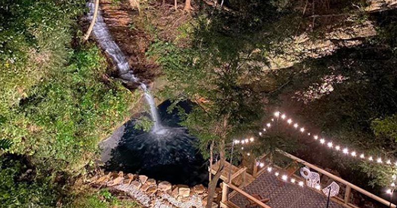 Cabin Hiding In The Hills Has A Heated Waterfall Swimming Hole