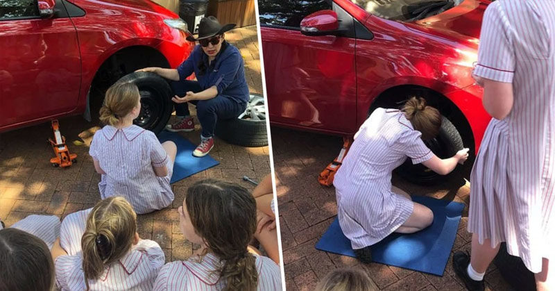 School Teaches Girls How To Change Tires and Check Oil Levels as Part of New Initiative