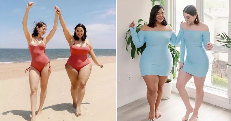 Two Friends Show How The Same Outfit Looks On Different Body Types