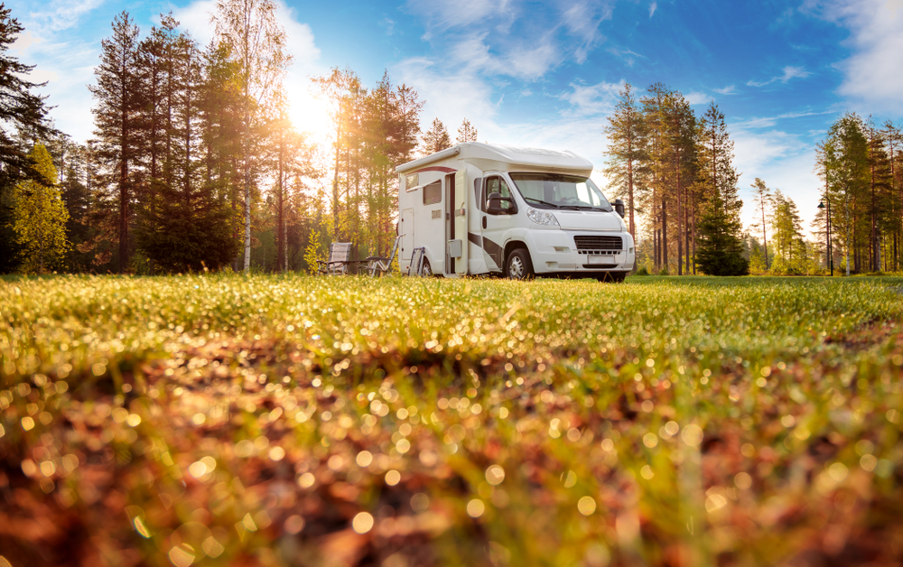 Family vacation travel RV, holiday trip in motorhome, Caravan car Vacation.