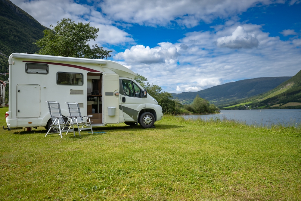 Family vacation travel RV, holiday trip in motorhome, Caravan car Vacation.