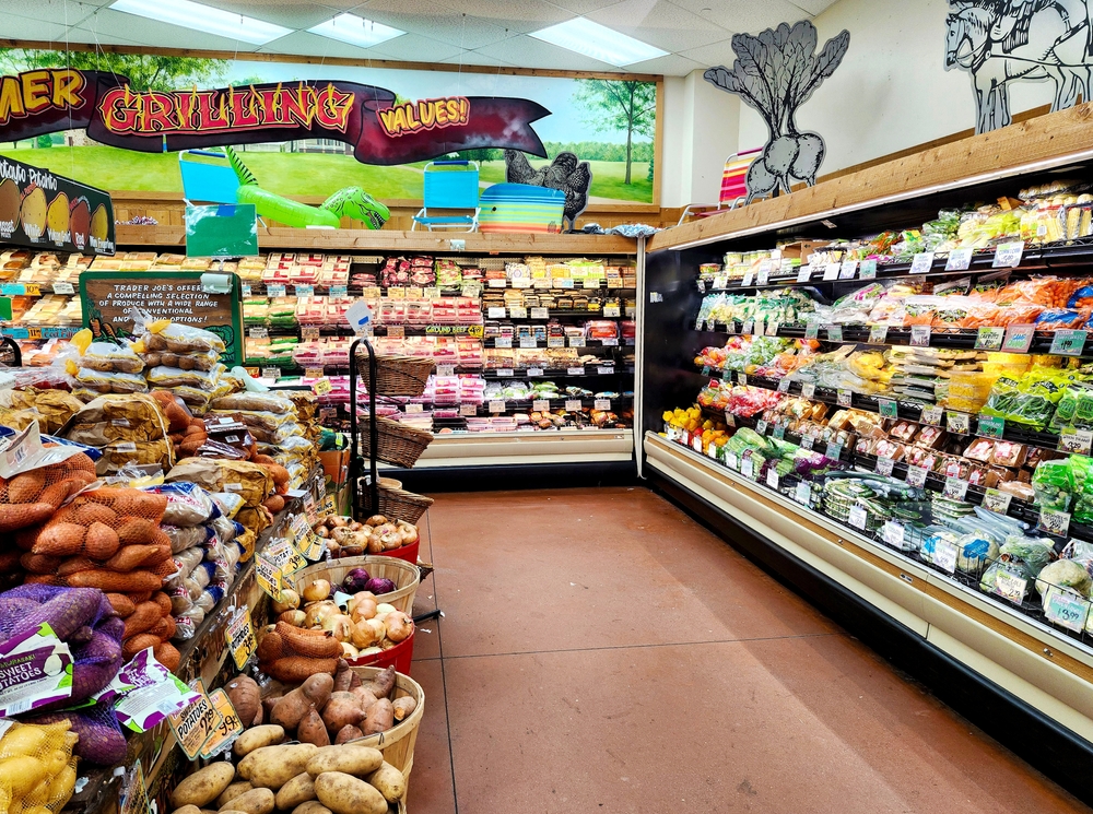 Trader Joe's Grocery Store Aisle of Vegetables, Centreville, VA, USA, July 16, 2024