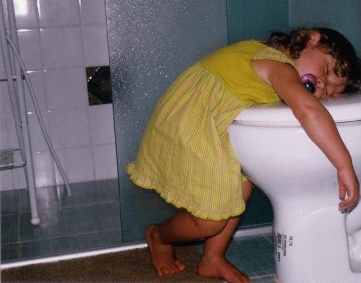 Sleeping on the toilet