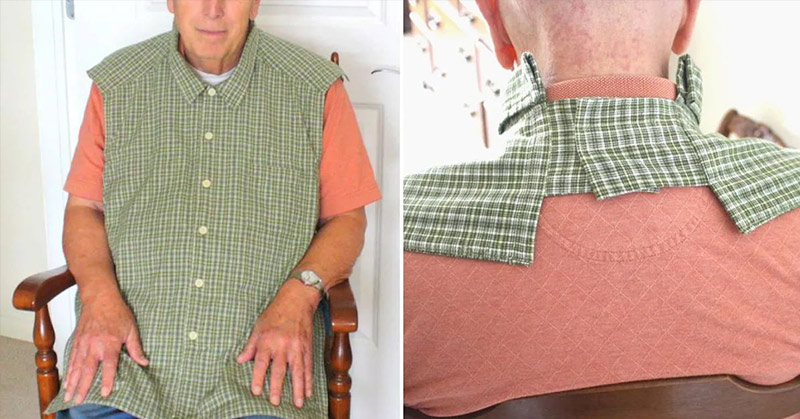 Adult Bibs That Look Like A Button-Up Shirt Help Restore Dignity To Those Who Use Them - Featured image
