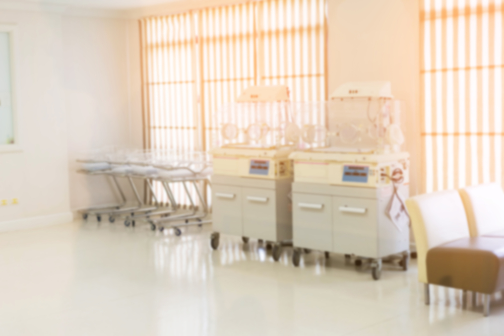 Blurred picture :newborn in childbearing center at hospital