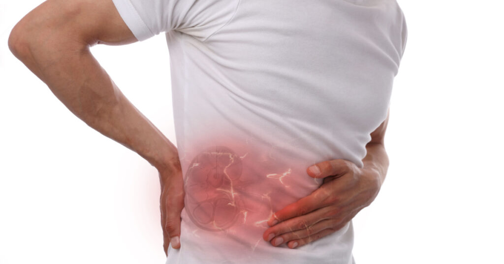 Man with Kidneys pain, urolithiasis disease