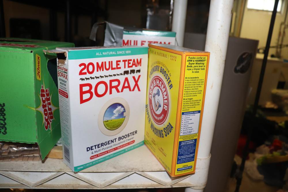 Cuyahoga Falls, OH/USA - 07 11 2019 ingredients for homemade laundry detergent Borax and Washing Soda