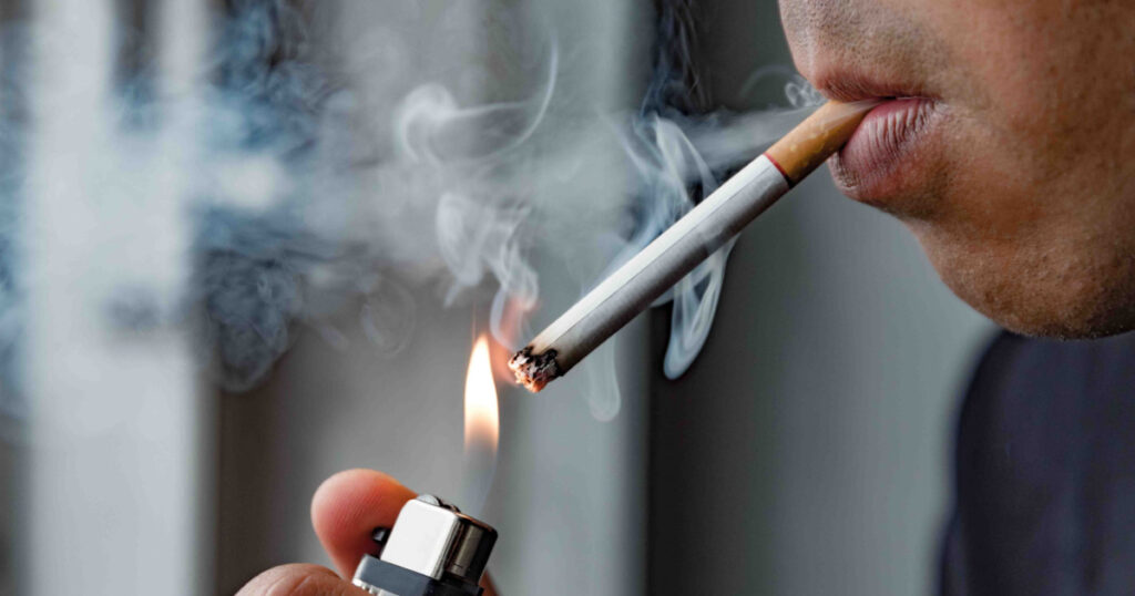 smoking cigarette