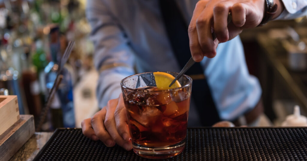 alcohol on bar