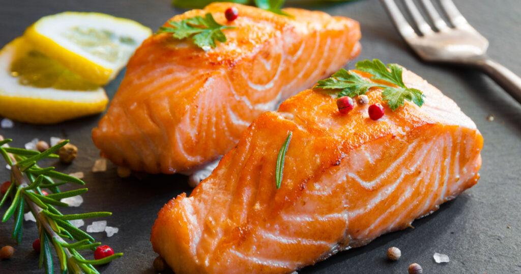 salmon on plate