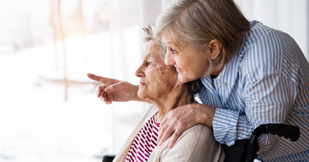 old woman and daughter