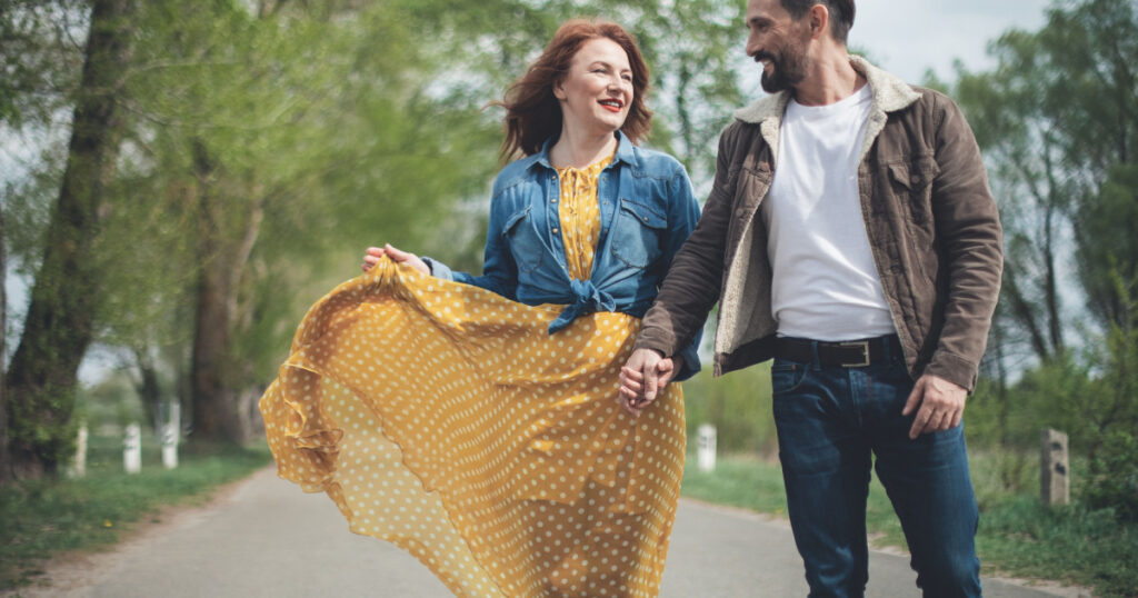 couple walking outside