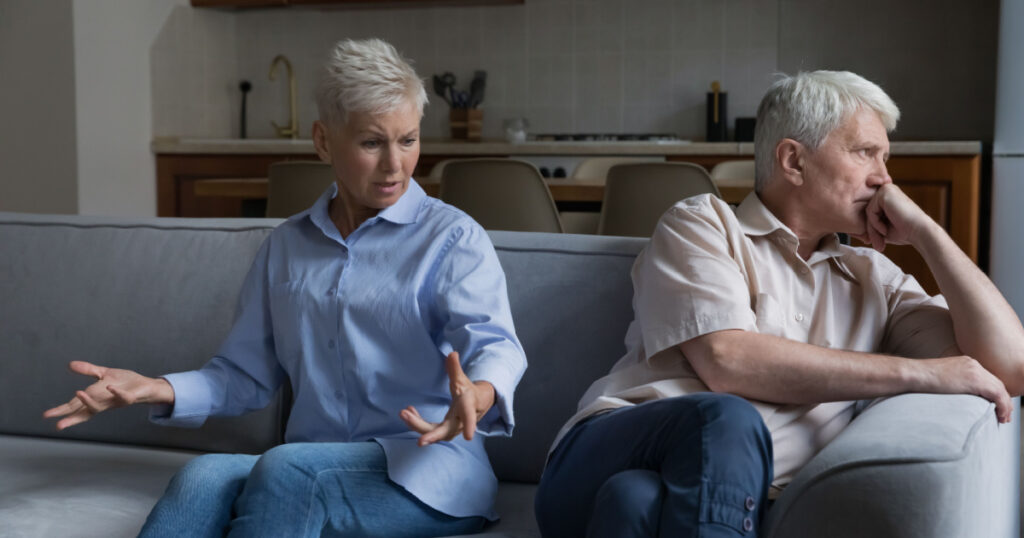 elderly couple arguing