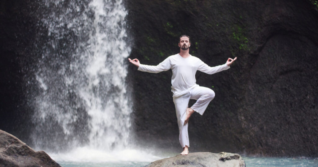 man meditate outside