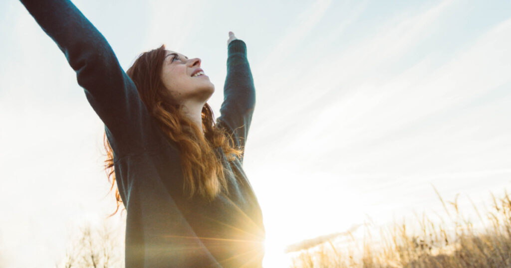 woman feeling good in nature