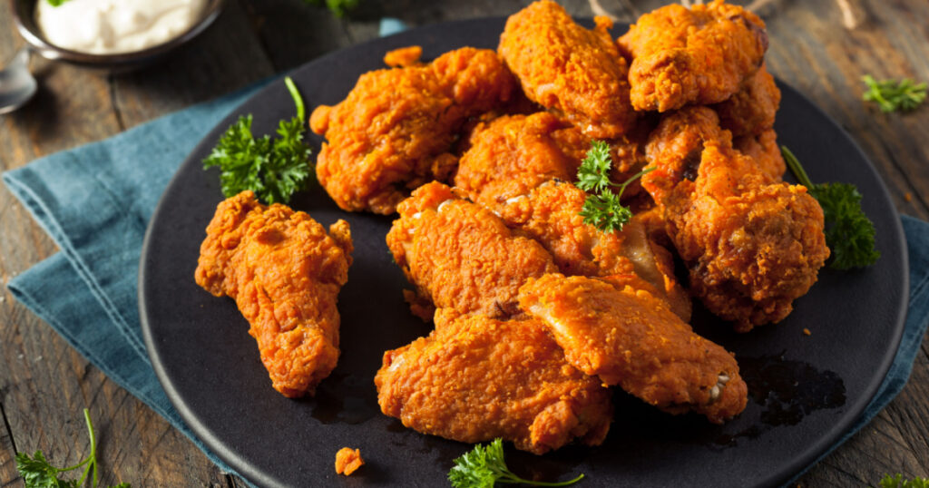 Spicy Deep Fried Breaded Chicken Wings with Ranch