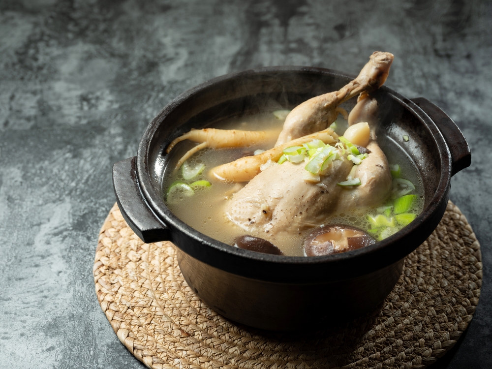 samgyetang, chicken soup with ginseng