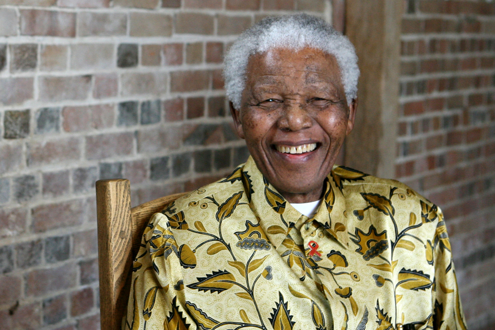 LONDON, UNITED KINGDOM- 24 MAY 2006: Late South African president Nelson Mandela smiles as he poses for a portrait in London.