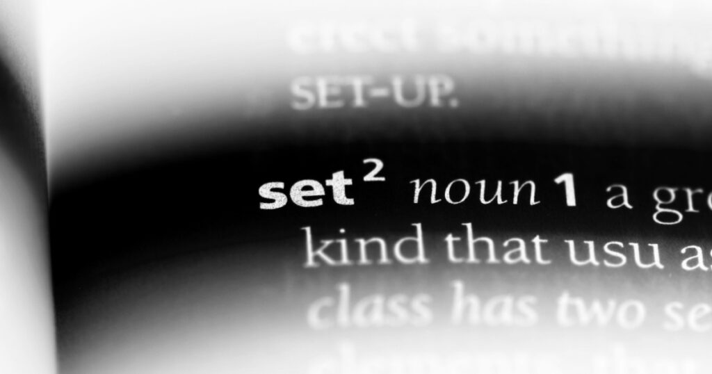 set word in a dictionary. set concept.