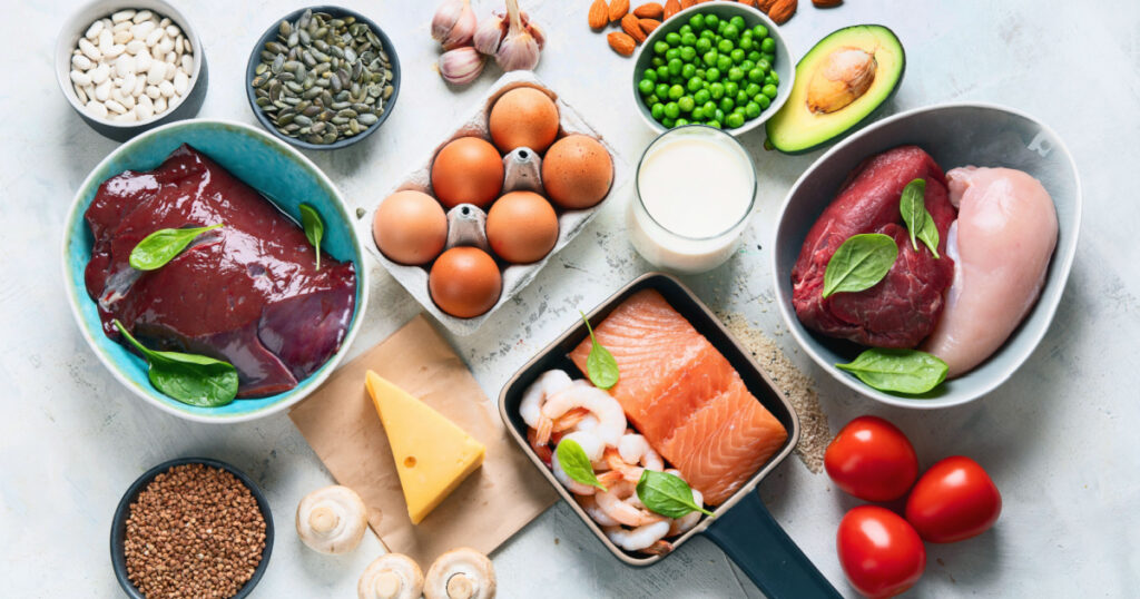 Foods High in Zinc for lowers cholesterol; reproduce health, boosts immune system. Healthy diet concept. Top view