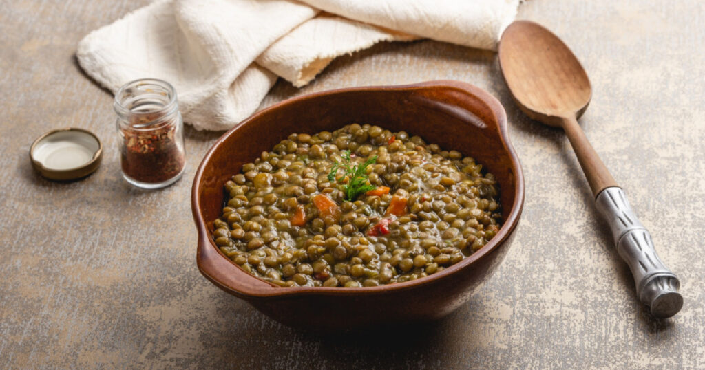 A simple scene of lentil curry bowl