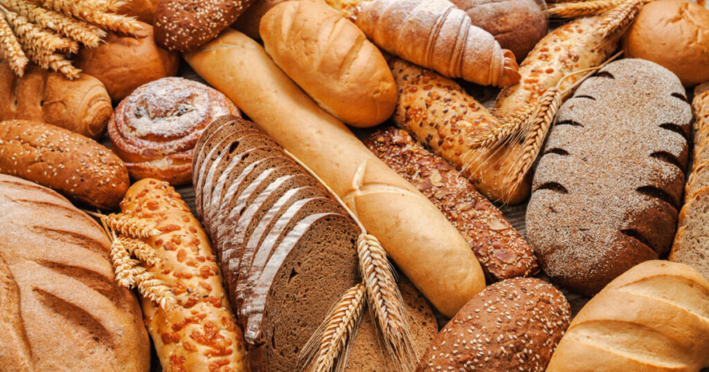 Fresh fragrant bread on the table. Food concept