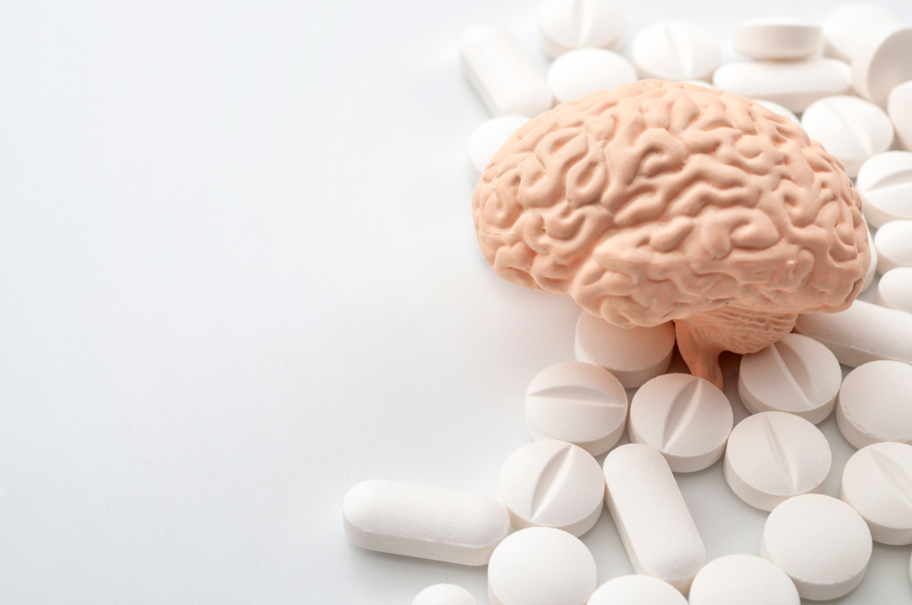 Best foods for brain and memory on pink background. Food for mind and charge of energy. Healthy lifestyle. Copy space. Top view