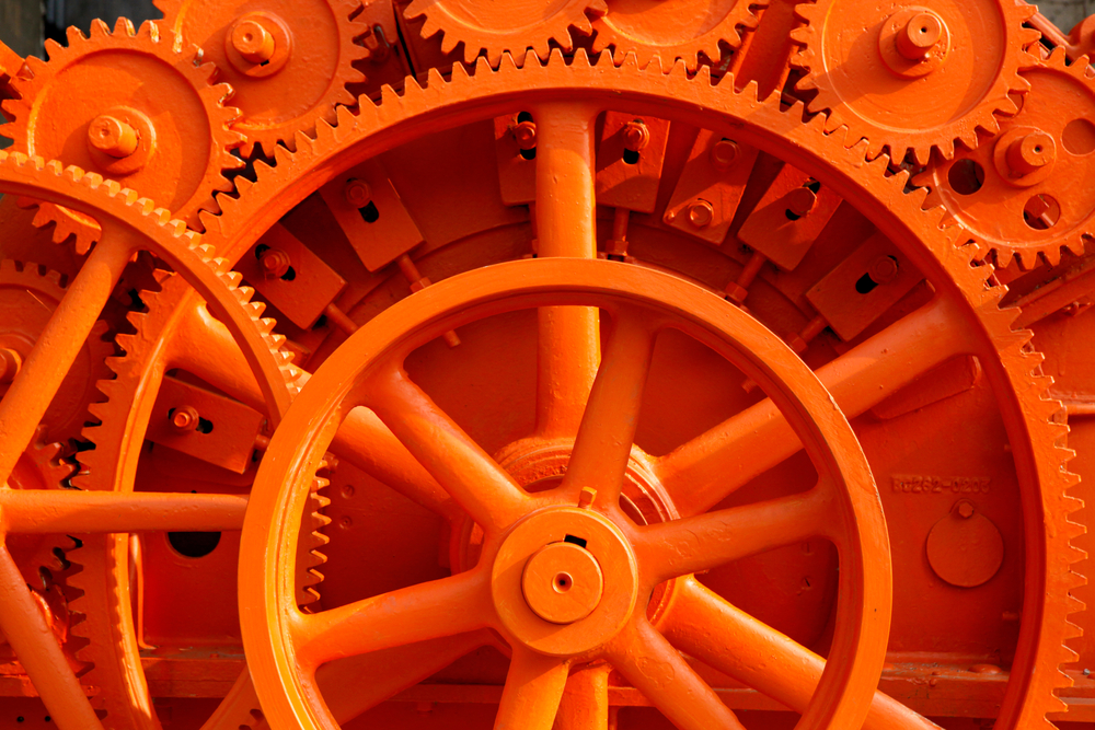 Antikythera-like mechanism symbolizing industrial modernism