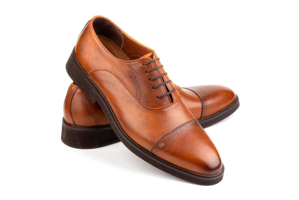 men's classic leather handmade shoes on white isolated background