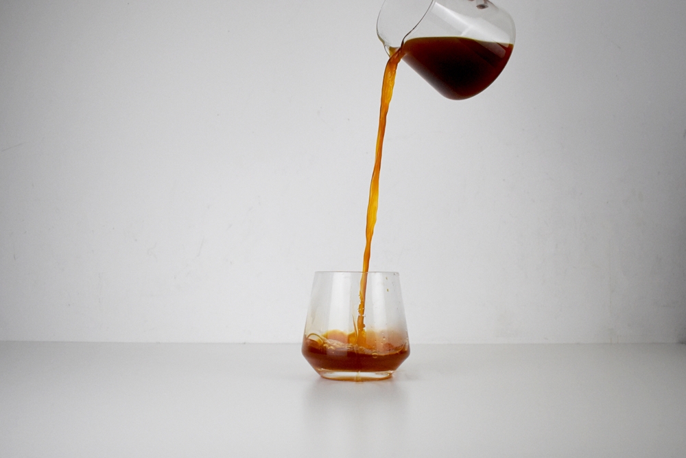 Pouring Coffee Pouring Tea Filter Coffee Into Nice Glass
