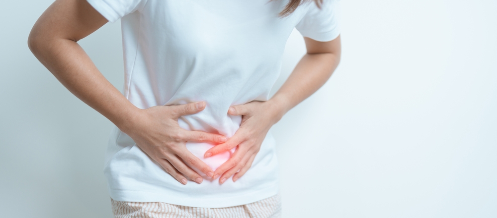 Woman having Stomach pain. Ovarian and Cervical cancer, Cervix disorder, Endometriosis, Hysterectomy, Uterine fibroids, Reproductive system, menstruation, diarrhea and Pregnancy concept
