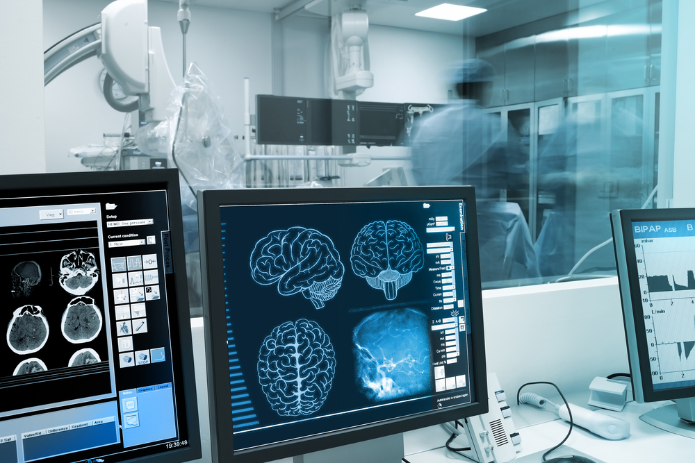 Study and practice with the human brain in x-ray laboratory.