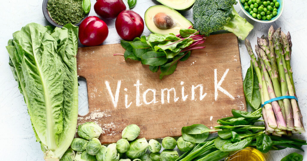 Foods rich in vitamin K. Top view