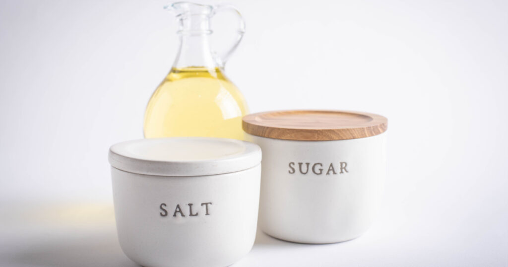 oil, salt, sugar, unhealthy nutrition image