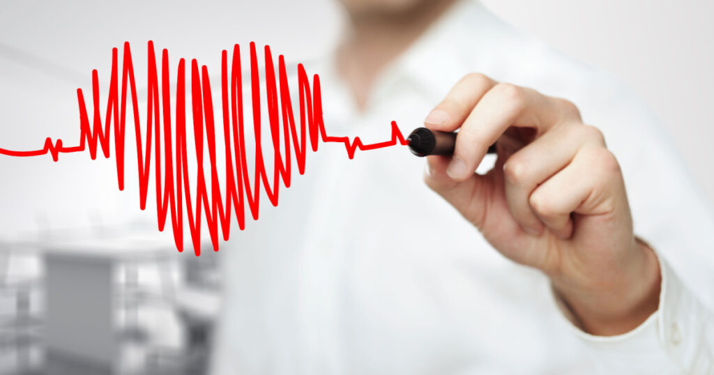 High resolution man drawing chart heartbeat