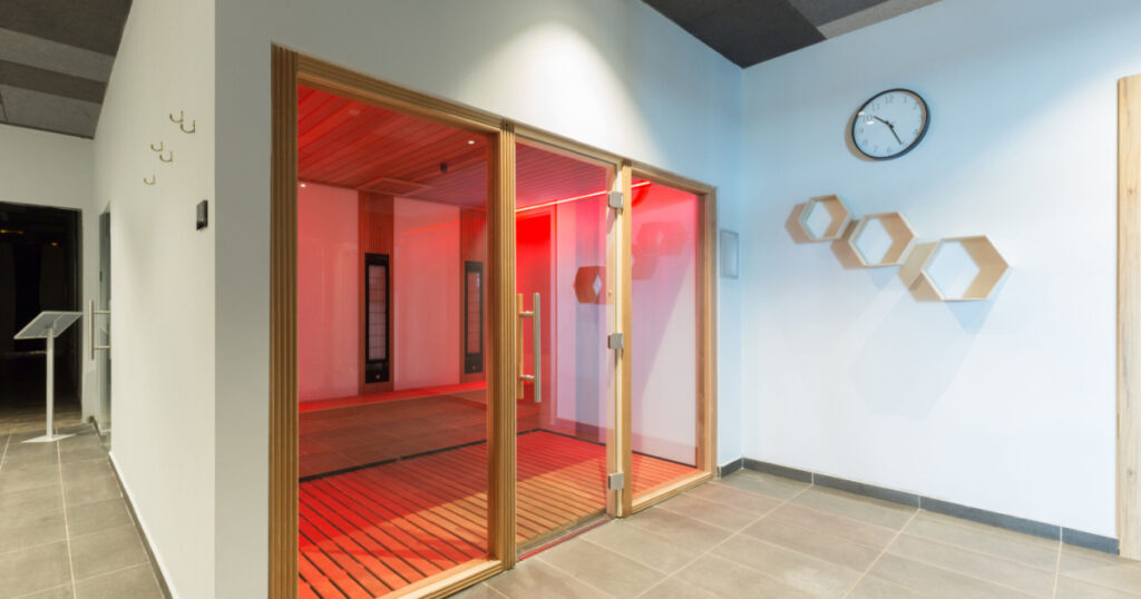 Infrared light sauna interior in hotel spa center