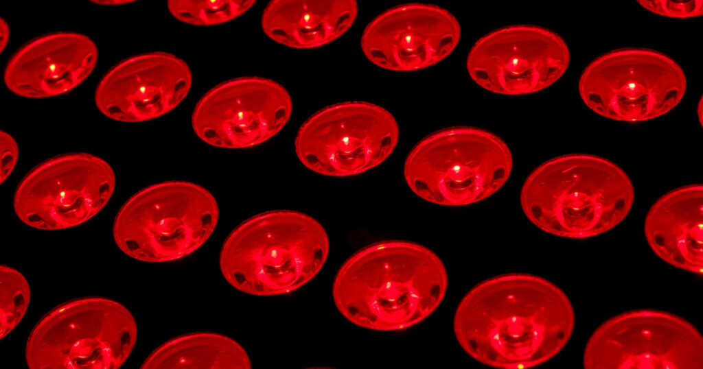Full frame of red lights concept for recovery and rehabilitation therapy, skincare healing and rejuvenation procedure