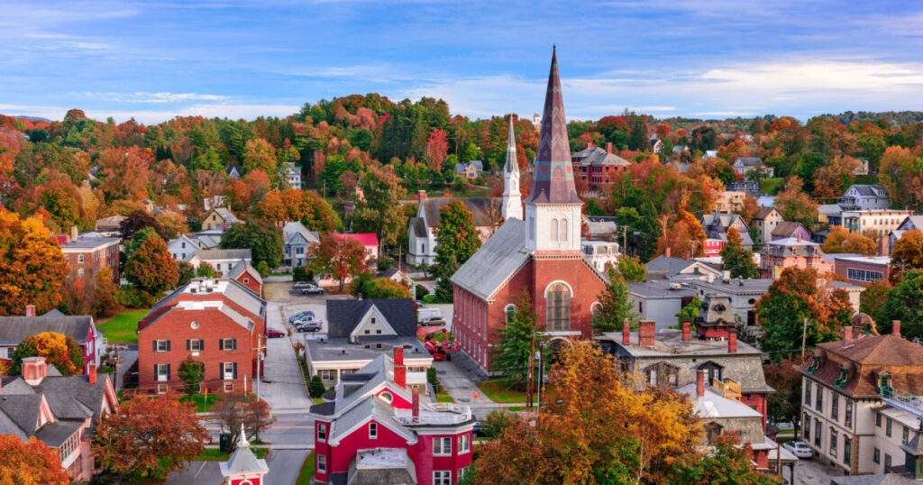 Montpelier, Vermont, USA town skyline.