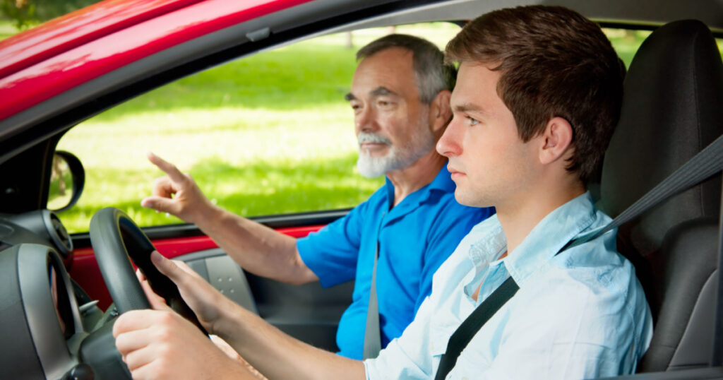 Teenager learning to drive